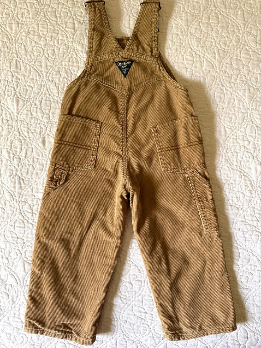 Oshkosh B'gosh Lined Toddler 2T Bib Overalls Brown Corduroy